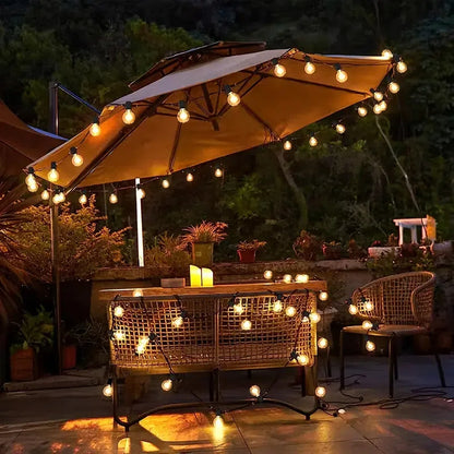 Dimmable Solar Outdoor String Lights - 100ft/60ft/50ft G40 Solar Powered Garden Lights, Remote 3 Timer 8 Modes Waterproof Outside Festoon Lights for Gardens Patios Fences Pergolas