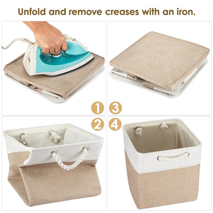 4x Collapsible Organiser 33x33x38 Cm Shelf Basket With Handles For Shelves Closets And Wardrobes Fabric Storage Basket