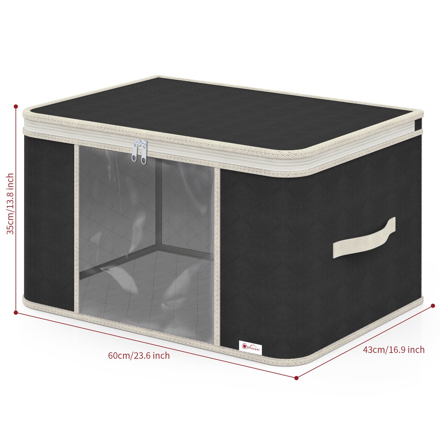 Vinsani 3pcs Deluxe Clothes Storage Bags Organizer Large Capacity Double Zipper, Moisture-Proof Big Clear Windows Perfect Space for Clothes, Beddings, Blankets and Duvet