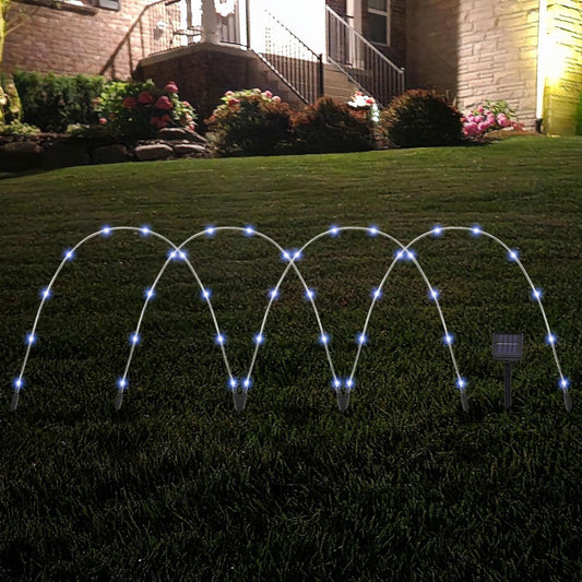 Solar Garden Lights Set of 4, LED Pathway Stakes for Outdoor Yard Lighting, Patio Landscape Illumination, Lawn and Garden Decoration, Waterproof Solar Powered Lights for Walkways, Pathways, Backyard, Energy-Efficient Outdoor Lighting, Durable and Easy to