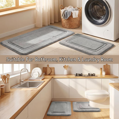 14pcshigh-End Bathroom Mat, 4pcs Premium Mat+Set of 10 Disposable Toilet Seat Cushions - Quick Drying Memory Sponge, Machine Washable, Thick Anti Slip Carpet, Suitable for Shower Rooms, Kitchens, Laundry Rooms - Soft And Comfortable Home Decoration