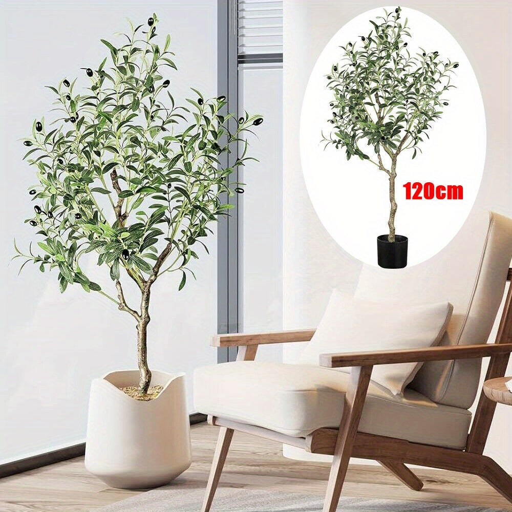 Artificial Olive Tree 120Cm Big Tall Fake Plants, Artificial Olive Plants Indoors in Pots, Faux Tropical Large Artificial Plant Suitable for Home Office Living Room Outdoors Decor