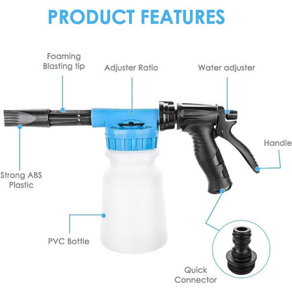 1000ml Foam Snow Gun Foam Snow Gun Car Wash Foam Cleaner High Pressure Nozzle Foam Snow Gun Set 2 in 1 Foam Snow Gun Car Wash Foam Gun Water Soap Sprayer Blue