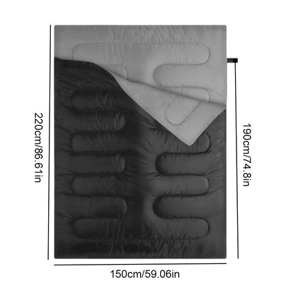 Super Warm Camping Sleeping Bag And Hood, Super Fiber Fabric, Ideal For Outdoor Camping, Camping Accessories, Lightweight Survival Sleeping Bag, Portable Sleeping Bag Suitable For All Seasons, Hiking, Outdoor Activities-Zipper Closure, Double Person