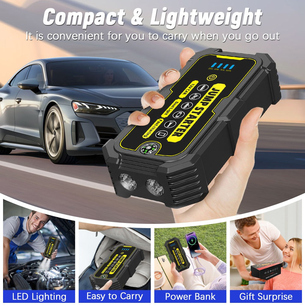 Portable Jump Starter 1500A Peak 12V, Car Battery Booster for 6.0L Petrol & 4.0L Diesel Engines with LCD Display, USB-C Quick Charge & 3-Mode LED Flashlight – Lithium Jump Pack for UK Drivers