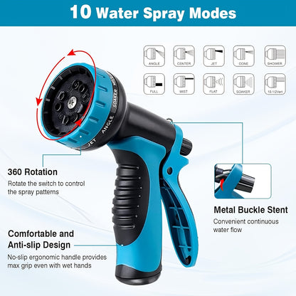 (7.5/15/22.5/30/45 Meter) Expandable Retractable Garden Hose Set - Durable Rubber, Leak-proof, No-Kink, Lightweight Outdoor Flexible Hose with 10 Modes Water Spray Gun for Yard, Farm, Gardening, Outdoor, Car, Pet Cleaning