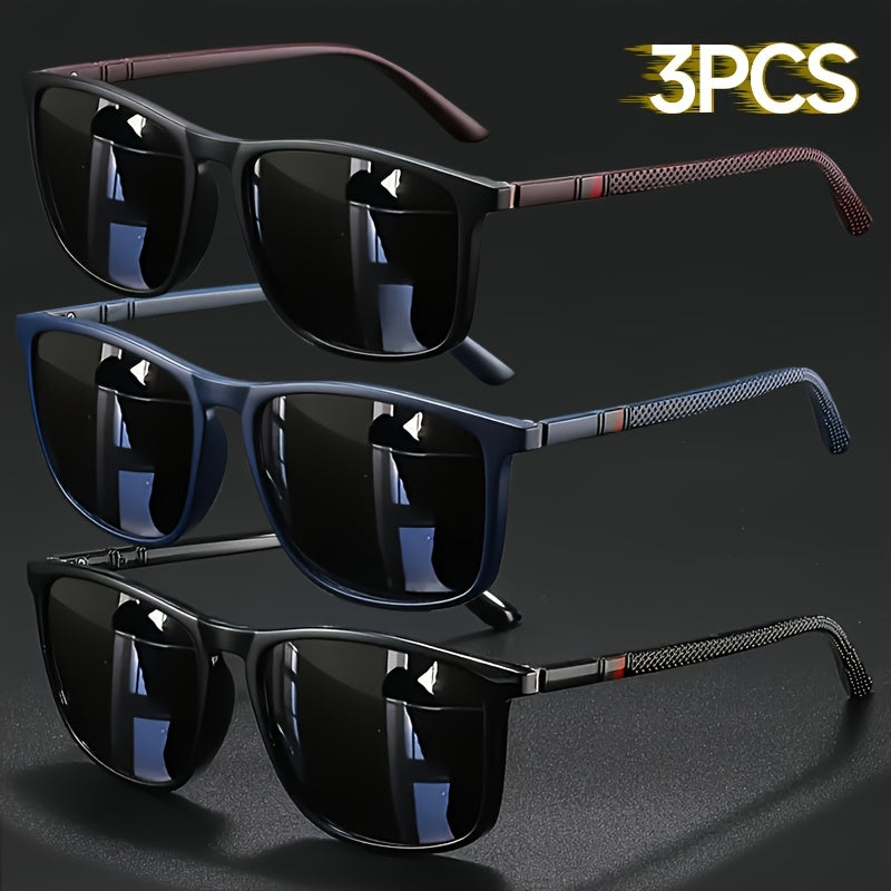 3pcs Men's and Women's Fashionable Versatile Glasses, Square Full-Frame Design, Lightweight Overall Construction, Drop-Resistant and Durable PC Frame and Lenses, Combining Practicality and Decoration, Suitable for Holiday Gifting and Photo Props