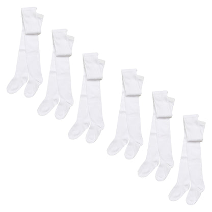 Pack Of 6 Girls Tights, School Uniform Multipack Soft Cotton Rich Winter Tights (3-12 Years)