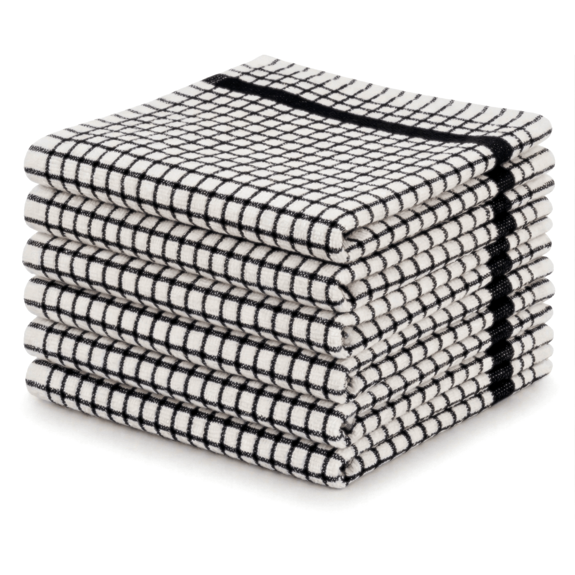 Pack of 6 Large Tea Towels 40x60cm – 100% Cotton Luxury Check Soft Kitchen Towels – Highly Absorbent Dish Cloths – Durable Washable Tea Towels for Drying Dishes, Cleaning, Cooking, Household, Restaurant, Bar, Café, Catering, Commercial & Professional Kitc