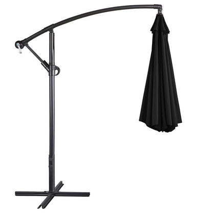 Costoffs Outdoor Umbrella, 3M Patio Offset Umbrella, Outdoor Hanging Umbrella, Banana Parasol Sun Shade Shelter, Market Backyard Umbrella with Crank & Cross Base for Beach/Outdoor/Party/Garden