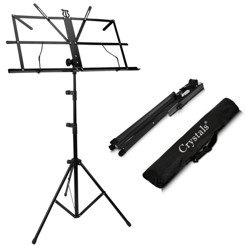 Music Stand - Music Stands for Sheet with Carrying Bag, Metal Sheet Music Stand Portable, Adjustable Podium Stand with Tripod Base and Sheet Music Folder, Black