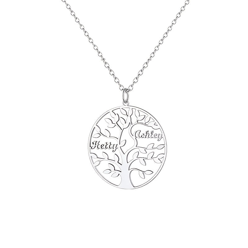 [Custom Tree of Life] 304L Stainless Steel Custom Tree of Life Necklace | Engraved with 1-8 Names | Family Name Jewelry Gift for Wives, Mothers, Grandmothers