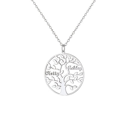 [Custom Tree of Life] 304L Stainless Steel Custom Tree of Life Necklace | Engraved with 1-8 Names | Family Name Jewelry Gift for Wives, Mothers, Grandmothers
