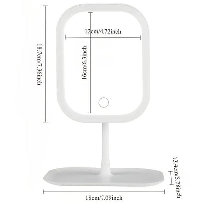 1 Set (1 LED Makeup Mirror with Magnifying Lens), Rechargeable Desktop Dressing Mirror with Light, 3 Lighting Modes, Touch Control, Adjustable Brightness, Portable Illuminated Beauty Mirror, Travel Makeup Mirror with Light.