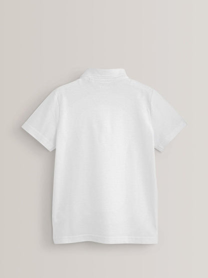 GW CLASSY OUTFIT 2 Pack School Boys Girls Unisex Kids High Quality White Short Sleeve Polo T-Shirt Age 4-12 Years