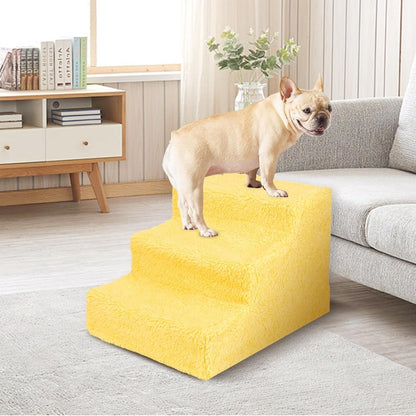 Dog Steps Anti-Slip with Removable Washable Corduroy Cover – 3 & 4 Step Foam Pet Stairs for Bed & Sofa | Joint Protection for Small Senior & Short-Legged Dogs up to 10kg | Indoor Outdoor Car | UK