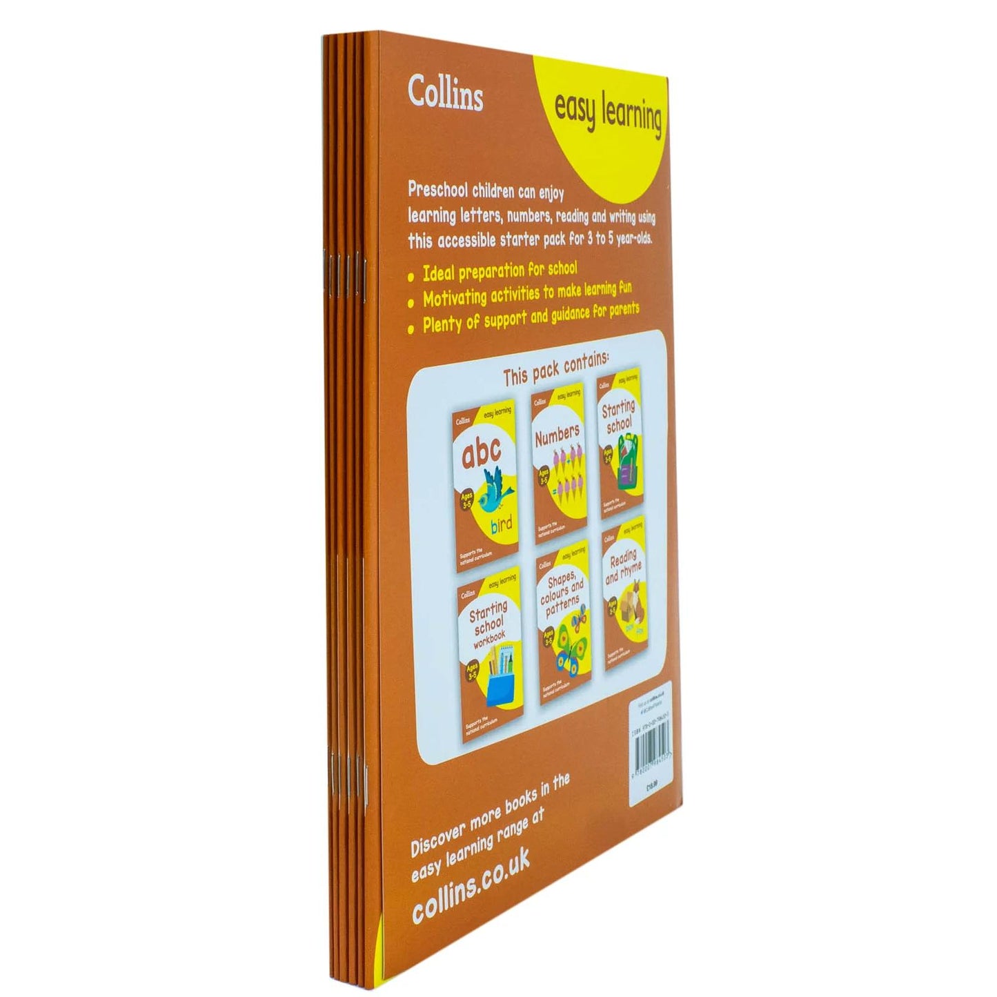 Collins Easy Learning Preschool 6-Book Collection Set for Ages 3–5: Perfect for Home Learning (ABC, Numbers, Starting School, Starting School Workbook, Shapes, Colors & Patterns, Reading & Rhyme)