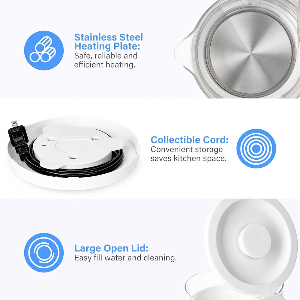 1pc 2L Quickboil Electric Kettle, Send A Sponge Brush, 1500W High Power Fast-Boiling Electric Kettle, 220V Portable Design with Stainless Steel Accents Ideal for Home & Office Use, Multi-Functional Perfect Modern Kitchens