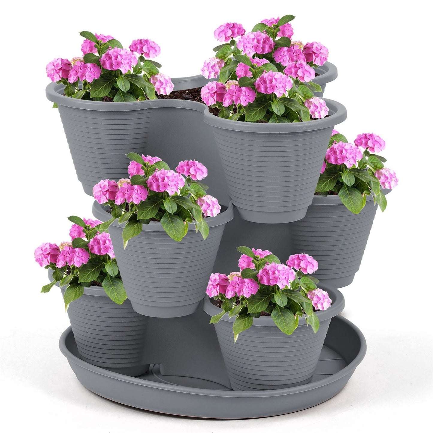 Taylor & Brown 3 Tier Stackable Strawberry, Herb, Flower, and Vegetable Planter - Vertical Growing Garden Tower Indoor/Outdoor Planters Tri-Pot