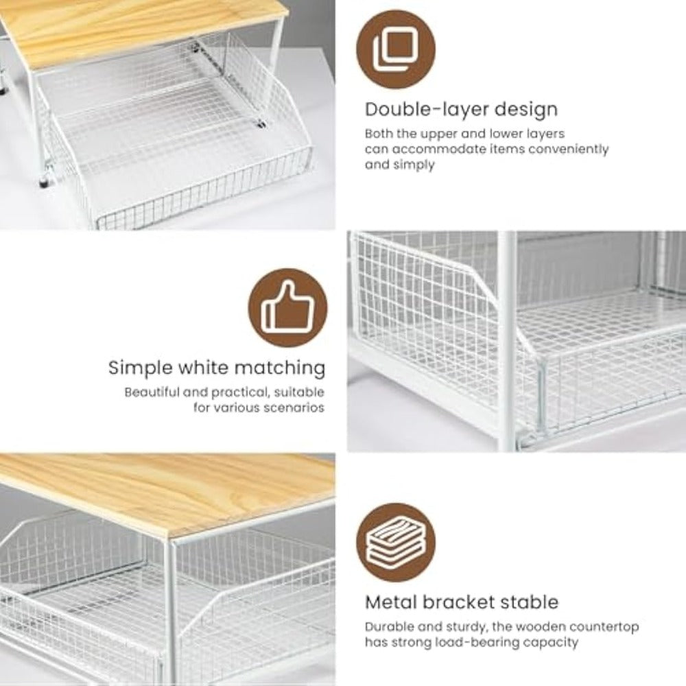 Two-Tier Metal Kitchen Countertop Organiser with Drawers - construction detail 6