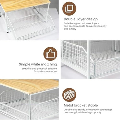 Two-Tier Metal Kitchen Countertop Organiser with Drawers - construction detail 6