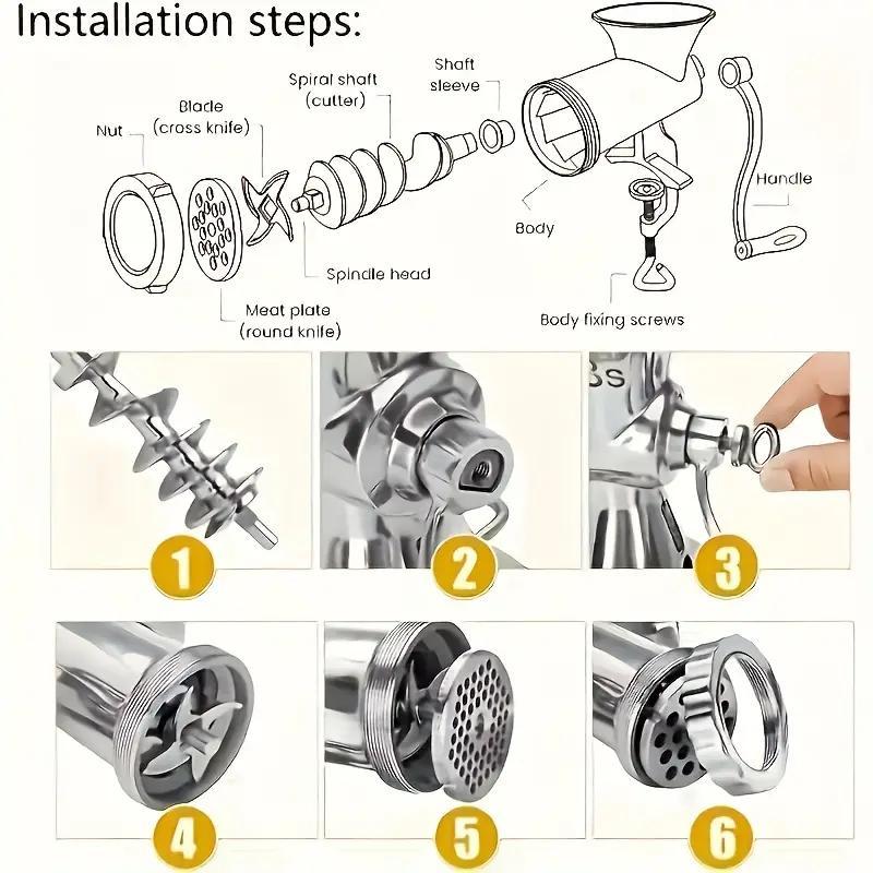 Six-in-One Manual Meat Grinder and Sausage Maker