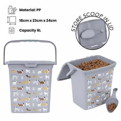Pet Treat And Food Storage Container 6L Large Capacity Dry Food Box With Lid For Dog Cat Treats Kitchen Organisation Home Use.