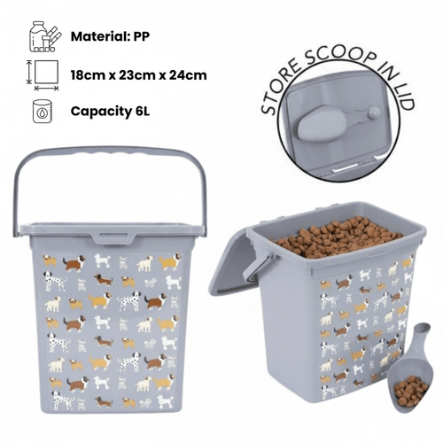 Pet Treat And Food Storage Container 6L Large Capacity Dry Food Box With Lid For Dog Cat Treats Kitchen Organisation Home Use.