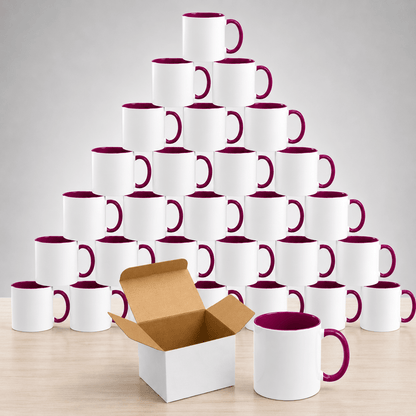 11oz Sublimation Ceramic Mugs with Glossy Finish, Heat Press Ready Coffee Cups for DIY Printing, Multicolor Bulk Pack Options Available in 6, 12, 24, 36, 48, 72 and 144 Pack