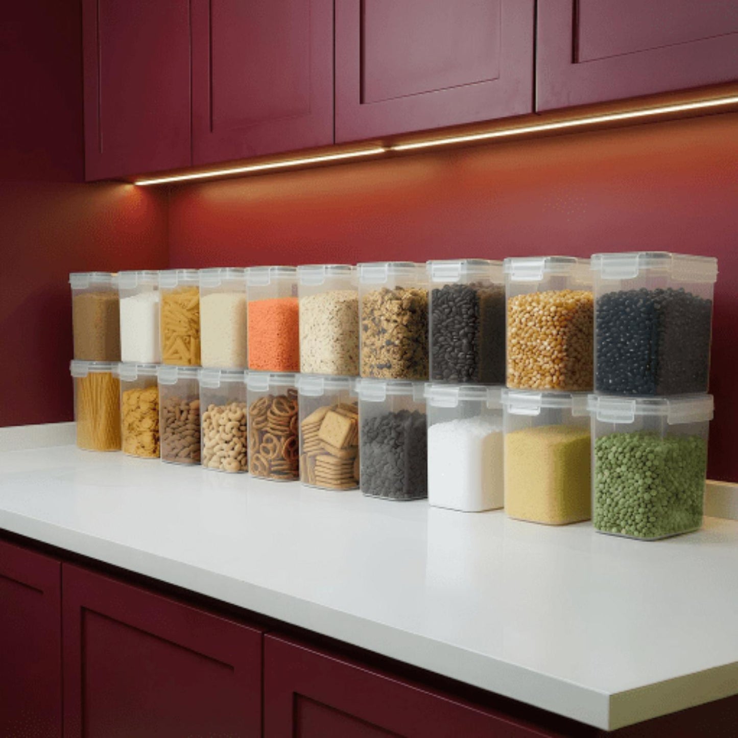 AEX Airtight Food Storage Containers with Lid Kitchen Storage Boxes for Dry Food Pantry Organisation Stackable Design Multiple Size Options (Set of 4/5/10/20/30)