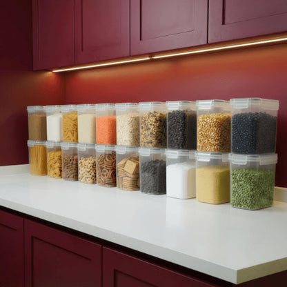 AEX Airtight Food Storage Containers with Lid Kitchen Storage Boxes for Dry Food Pantry Organisation Stackable Design Multiple Size Options (Set of 4/5/10/20/30)