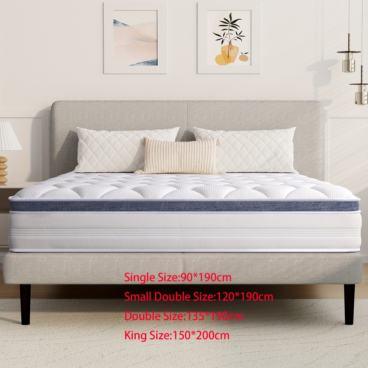 22/25cm Memory Foam Hybrid Mattress, Silent Innerspring & Pocket Springs for Cool-Sleep Comfort, Single,  Double, Double Sizes, Mattress In A Box