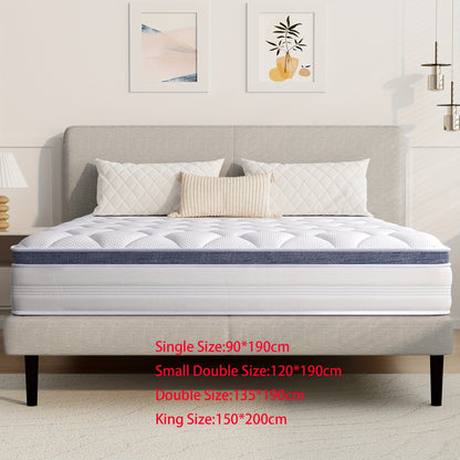 22/25cm Memory Foam Hybrid Mattress, Silent Innerspring & Pocket Springs for Cool-Sleep Comfort, Single,  Double, Double Sizes, Mattress In A Box