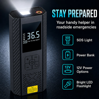 [Portable USB Rechargeable] 150PSI Portable Air Compressor with Tire Pressure Gauge & LED Display - 3X Faster One-Touch Smart Cordless Tire Inflator, USB-Powered, Rechargeable Battery, Battery capacity: 3000 mAh