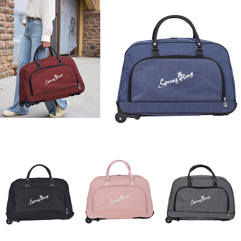 Foldable Wheeled Travel Duffel Bag, Large Capacity Rolling Handheld Luggage for Family Vacations, Outdoor, and Short Trips, Easy - To - Carry Tote with Durable Build