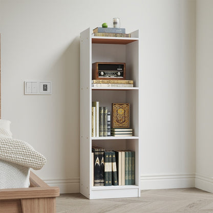 2/3/4 Layers Tall Storage Unit Small Bookcase Wooden Storage Cabinets Book Shelf, Modern White Wooden Bookcase – Tall & Skinny Bookshelf Cube Shelves Storage Unit for Living Room, Bedroom, Hallway, Office, Entrance