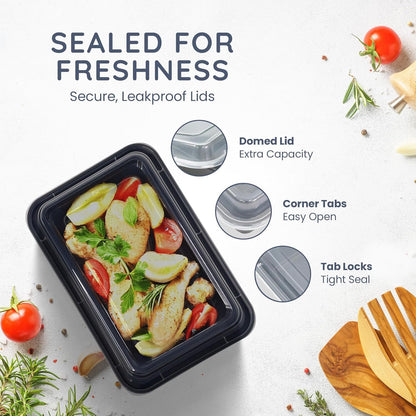 10/20pcs Meal Prep Containers with Lids, Reusable Food Storage Boxes, 1 & 2 Compartment Lunch Boxes, Stackable Plastic Takeaway Containers, Microwave Freezer Dishwasher Safe, Bento Lunch Box Set