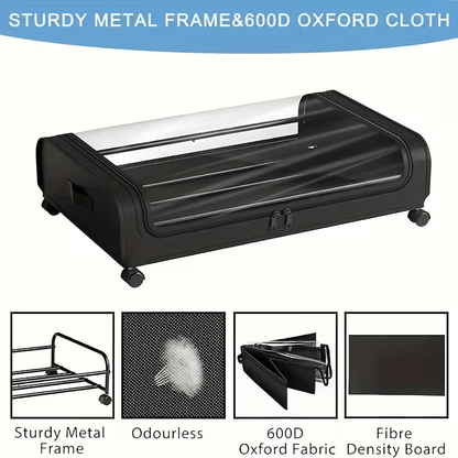 Under Bed Storage Bags 2 Pack Large Foldable Storage Boxes with Lid, Zip & Clear Window, Space Saving Organiser Containers for Clothes, Bedding, Blankets & Shoes, Ideal for Home & Dorm