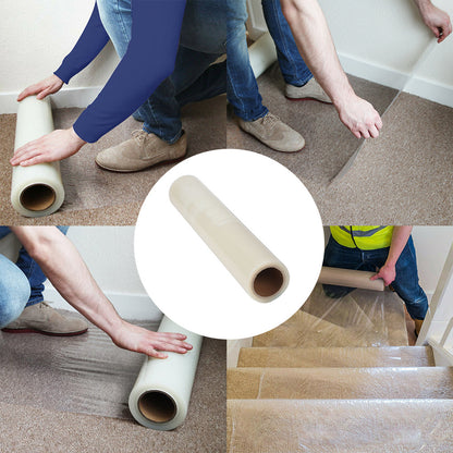 1Roll Self Adhesive Clear Carpet Protector Film Temporary Protecting Floor Dust Sheet Cover, Stairs Home Office Hotel Floor Carpet Protector Roll, Home Renovation Furniture Covering Film, 60cm*100m