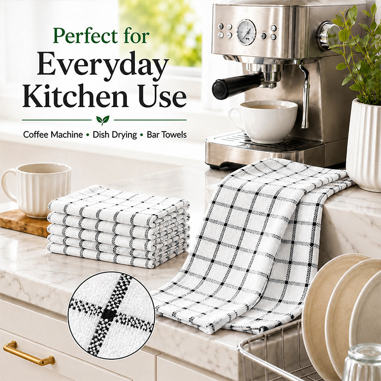 Cotton Kitchen Tea Towels - 12-Pack, 60 x 40cm