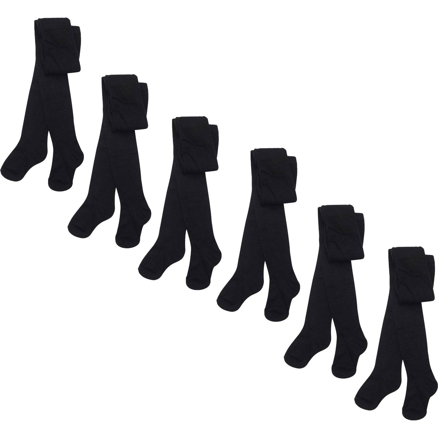 Pack Of 6 Girls Tights, School Uniform Multipack Soft Cotton Rich Winter Tights (3-12 Years)