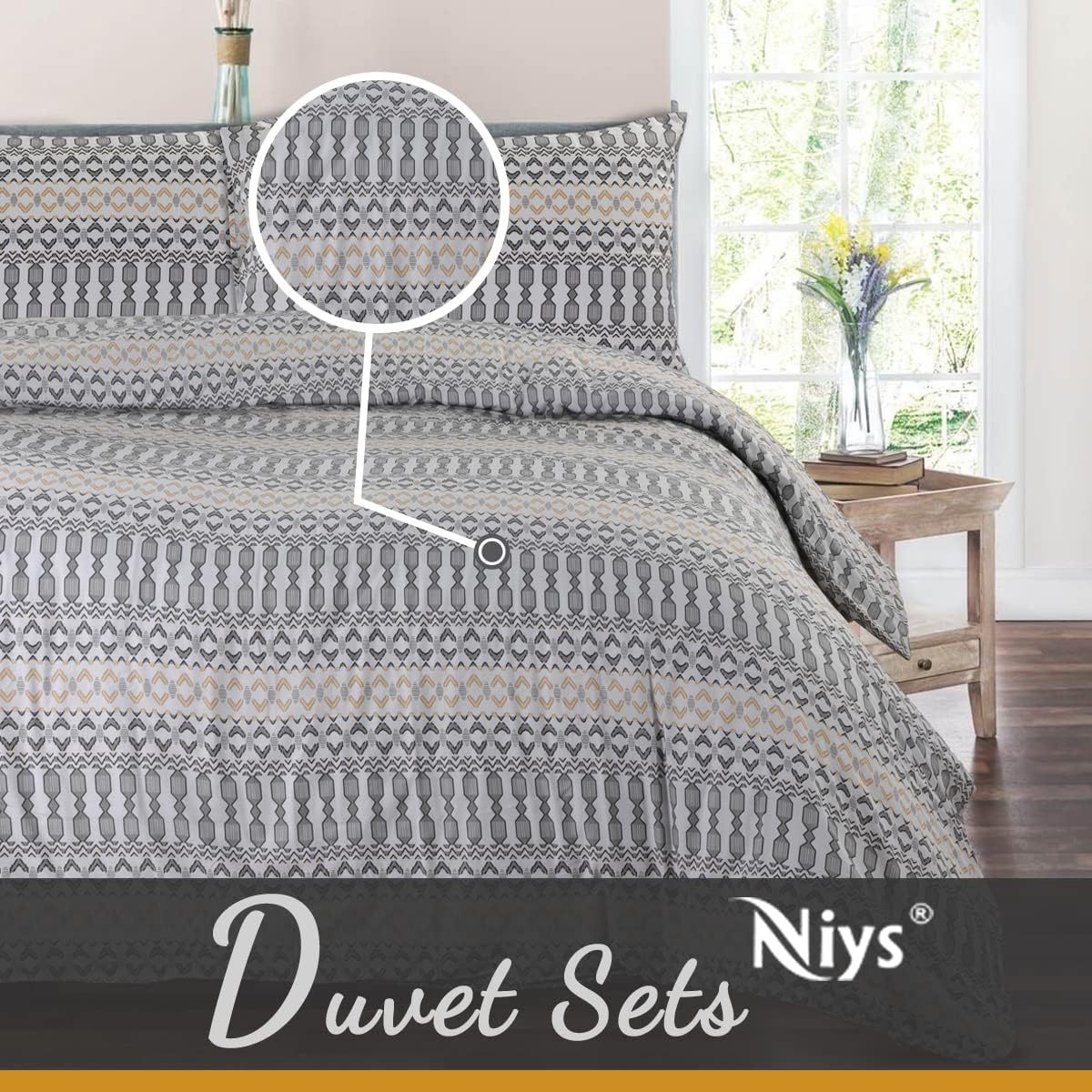 NIYS Bedding Duvet Cover Set in Single, Double and King Size with pillow cases