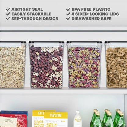 Taylor & Brown Large Food Storage Containers with Lids (5.2L, 4Pack), BPA-Free Airtight Plastic Food Containers, Flour, Sugar, Rice Canisters for Kitchen & Pantry Organization with Labels & Marker