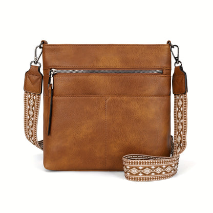 New Women's Shoulder Bag - Large Capacity Crossbody Bag with Fashionable Jacquard Wide Shoulder Strap - Simple Yet Stylish, High-quality Commuter Bag for Women