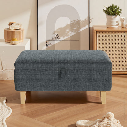 Linen Padded Storage Stool Ottoman Storage Box Footstool Living Room Bedroom Hallway Shoe Stool Footrest