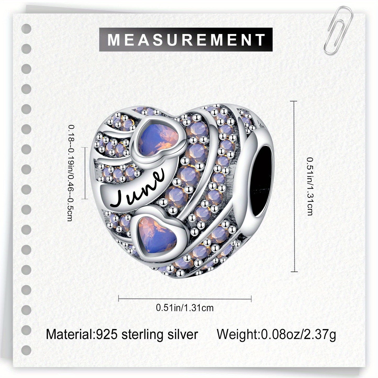 1pc 925 Sterling Silver Charms for Bracelets and Necklaces Heart-shaped 12-month Birthstone Dangle Pendants Beads Charms Jewelry Charm for Women, original design charms for jewelry making, Halloween,, Christmas and Valentine's Day gifts