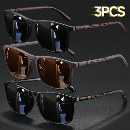 3pcs Men's and Women's Fashionable Versatile Glasses, Square Full-Frame Design, Lightweight Overall Construction, Drop-Resistant and Durable PC Frame and Lenses, Combining Practicality and Decoration, Suitable for Holiday Gifting and Photo Props
