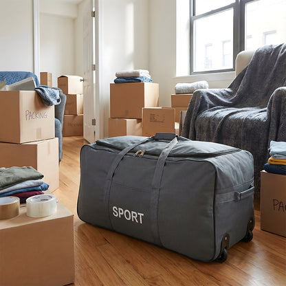Large Capacity Thick Storage Bag, Oxford Cloth Wheeled Luggage Packing Bag, Moving Duffle Bag Perfect for Moving House, Travel Trips, Home Organization, Durable Wheeled Luggage Bag That Holds Clothes, Bedding, Daily Essentials for Relocation, Short Vacati