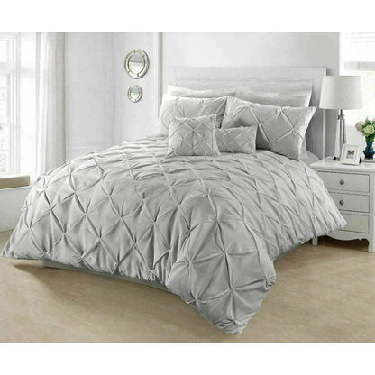 PINTUCK PLEATED ALFORD EGYPTION COTTON MIX DUVET COVER WITH PILLOW CASEA ALL SIZES SINGLE DOUBLE KING SUPER KING
