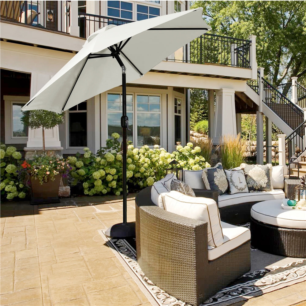 Costoffs Patio Umbrella Outdoor, 2.3m Market Umbrella Parasol Umbrella with Crank/Tilt/6 Ribs, Garden Table Umbrella for Patio, Deck, Backyard, Pool & Beach